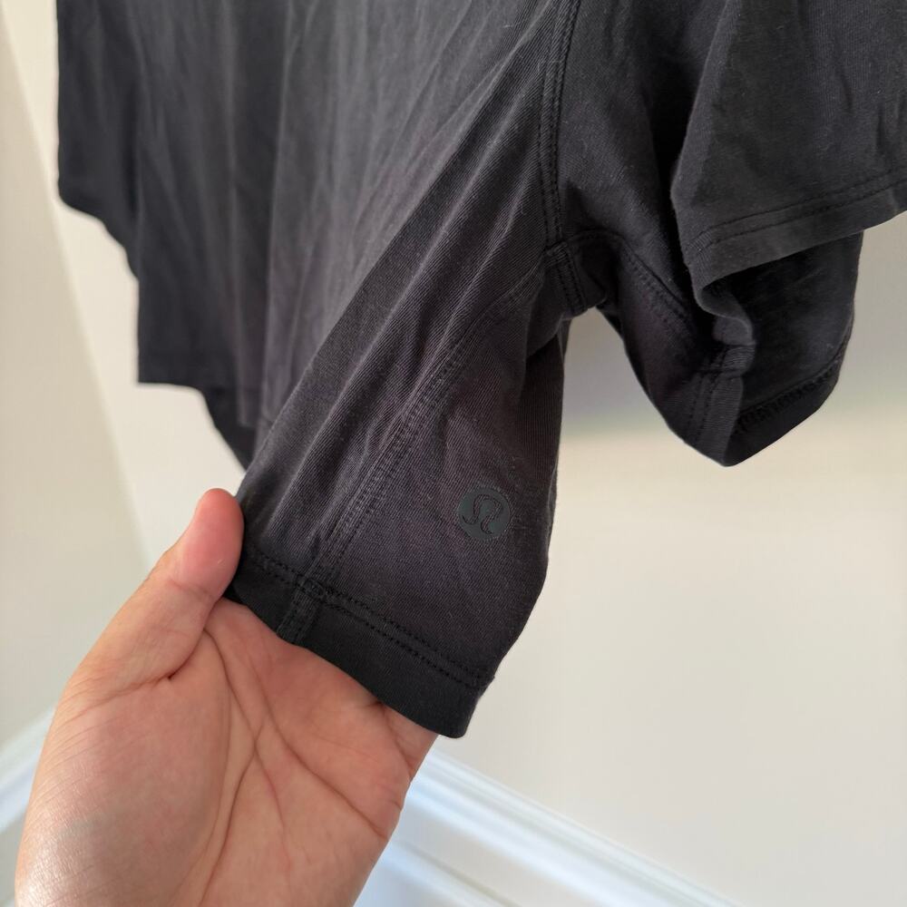Lululemon Black All Yours Boxy Cropped T-Shirt Pima Cotton Workout Athlesuire- 2 - Picture 3 of 7